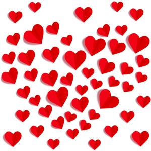 120 Pcs 3D Heart Wall Stickers Valentines Day Wall Decorations Waterproof Red Heart Walls Decals Love Hearts PVC Walls Stickers Decal for Wedding Anniversary Party Bedroom Home School Office Decor