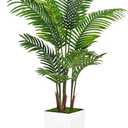 Artificial Palm Tree 5FT - Fake Tree with White Tall Planter - Faux Tropical Areca Floor Plant in Pot - Artificial Silk Plant for Home Office Living Room Decor Indoor