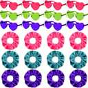 Suncalla 24 Pcs Kpop Theme Party Favors Popular Singer Gift Heart Shaped Glasses and Hair Scrunchie for Women Birthday Friendship Disco Y2k Fans 80s Party Supplies