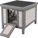 TRIXIE Insulated Outdoor Cat House, Weatherproof Cat Home with Raised Floor, Hinged Asphalt Roof & Covered Opening, Small Outdoor Shelter for Cats and Small Animal, Gray Pine Wood