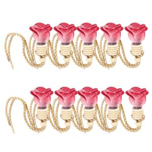 10pcs Rosebud Shape Car Air Freshener Perfume Bottle Car Hanging Diffuser Bottle Pendant Empty Bottle