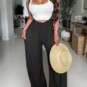 Nimsruc Womens Jumpsuit Casual Loose Sleeveless Adjustable Spaghetti Straps Wide Leg Pants Baggy Overalls With Pockets (Black, L)