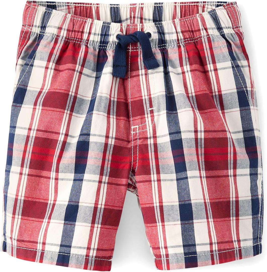 Gymboree Boys and Toddler 100% Cotton Pull on Shorts (12-18 Months, Amber Plaid)