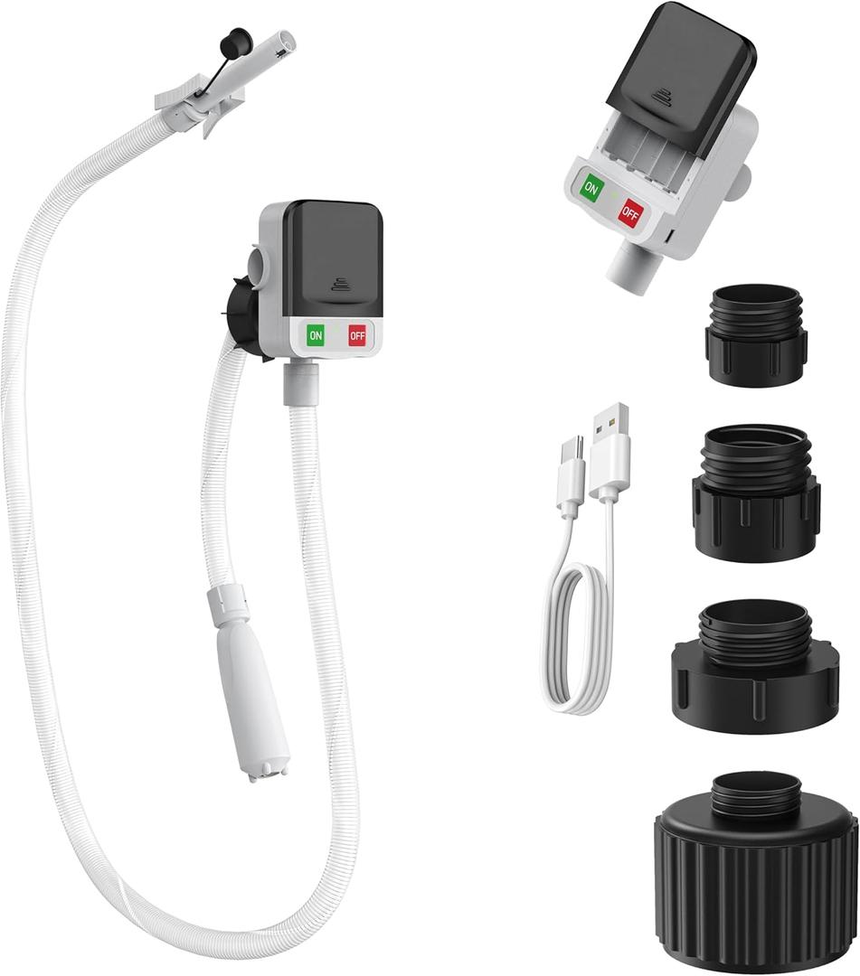 Automatic Fuel Transfer Pump, 3.2 Gallon per Min, includes 51'' Fuel Transfer Hose & 4 Can Adapters, Battery or USB Powered, Portable Auto Shut-off Transfer Pump for Oil, Diesel, Gasoline, Kerosene