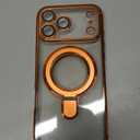 Case for iPhone 17 Pro Max with Invisible Stand [Military Drop Protection][Compatible with MagSafe] Full Camera Protection Clear Soft TPU for iPhone 17 ProMax case 6.9" - Orange