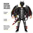 Morph Black Red Dragon Costume Kids Dragon Costume for Boys Jumpsuit Halloween Costumes for Kids (Small)