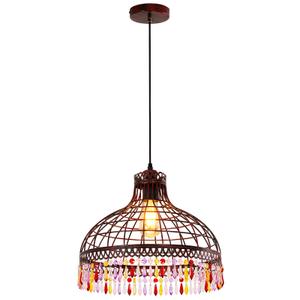 YHANFENGCY 16-inch Wrought Iron Tiffany-Style Chandelier, Industrial Retro Wine-red Wrought Iron Lighting Fixture, Suitable for Kitchen Island, Game Room, Dining Room, bar Counter