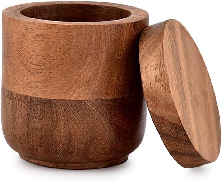 NIRMAN Acacia Wood Wooden Jewelry Boxes, Wedding Ring Jewelry Boxes for Anniversary Engagement Wedding Christmas (3" x 3" x 3.5")