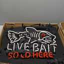 Neon Signs Beer Bar Bedroom Live Bait Sold Here Glass Neon Signs for Office Hotel Pub Cafe Party Man Cave Neon Light Art Wall Lights 24 X 20 Inches