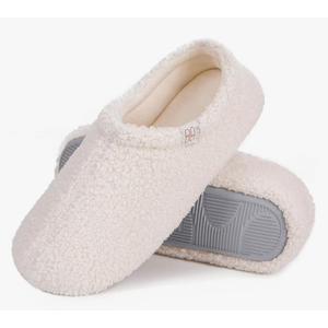 HomeTop Women's Fuzzy Curly Fur Memory Foam Loafer Slippers with Polar Fleece Lining Size 7/8