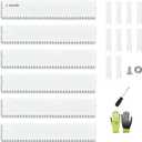 A ANLEOLIFE 20FT Galvanized Steel Landscape Edging, 6-Pack 40" L x 8" H Hammer-in Metal Garden Border with 10 Stakes for Lawn, Pathway, Flower Beds White