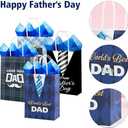 Colodeol 16 Pcs 10.8" Father's Day Bags with Tissue PaperLarge Fathers Day Bag with Handles Fathers Paper Treat Candy Bag Bulk for Dad
