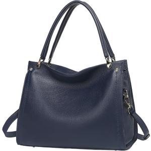 KOGTLA Medium Genuine Leather Tote Handbags for Women, Ladies Soft Satchel Shoulder Purses, Two-Handle Hobo Bags
