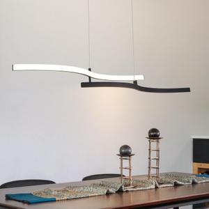EDISLIVE Black Wave LED Pendant Light, Modern Linear Island Light 40 inch Dimmable LED Ceiling Pendant Light Fixture Adjustable Linear Hanging Light Fixture for Kitchen Dining Room DeskTable (39.4IN)