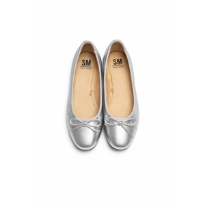 Women's Comfortable Round Toe Ballet Flats Dress Shoes, Silver, Size 8