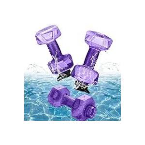 Soulchen 2 Pcs PE Water Weights for Pool Exercise, Water Filled Dumbbells with Non-Slip Handle, Adjustable Pool Dumbbell Aerobics for Aerobics Weight Loss Aqua Therapy Pools Fitness(Purple)