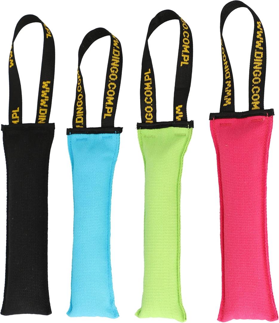 Dingo Cotton tug Toy with Handle, for Catch Retrieving and tug of war, Dog bite Pillow Floating on the Water, Four Colours, L Z30002 (4 LONG SET)