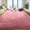 Soft Fluffy Rug for Living Room, 4x6 Cameo Pink Shag Area Rug for Bedroom Living Room, Non-Slip Fuzzy Carpet for Girls Boys Kids, Throw Rugs for Dorm, Modern Home Decor Aesthetic, Cameo Pink