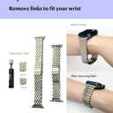 Seven-link Watch Band for Apple Watch Series 11, 10, 9, 8, 7, 6, 5, 4, 3, 2, 1 and SE 3/2/1 for Women, Dressy Stainless Steel Metal Band for Apple Watch 40mm 41mm 42mm 38mm 44mm 45mm 46mm for iWatch (Silver and Gold)