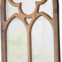 Rustic Gothic Cathedral Window Mirror 18 X 36 Inch, Hanging Burning Finshed Farmhouse Arched Window Pane Mirrors, Wood Frame Window Mirrors for Wall Decor for Fireplace Bathroom
