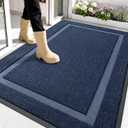 OLANLY Front Door Mat Indoor Outdoor Entrance, Waterproof All-Season, All-Weather Doormat, Sturdy Natural Rubber, Fade Resistant, Low Profile, Easy Clean Patio Porch Entryway Mat, 59x35, Blue