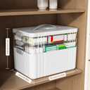 ARSTPEOE 3-Tier Medicine Organizer - Portable Medicine Cabinet with Plastic Handle, Multipurpose Medical Box, Pill Organizer, Empty First Aid Kit for Home