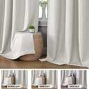 H.VERSAILTEX Farmhouse Boho Curtains for Living Room, 90% Blackout Curtain for Bedroom Energy Efficient, Linen Grommet Curtains 84 Inch Length, Burlap Textured 2 Panels, W52 x L84in, Heather Ivory