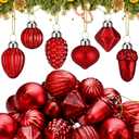 Syhood 24 Pcs Mini Mercury Glass Christmas Ornaments 1.2" Diameter Vintage Glass Balls Christmas Tree Hanging Ornaments for Xmas Party Wreaths Garland Window Decor(Red)