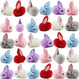 30 Pcs Mini Plush Easter Bunny Animals, Miniature Stuffed Rabbit, Soft Tiny Stuffed Animals Easter Bunnies Plush Rabbit for Easter Basket Stuffers, DIY Hair Clips (30)