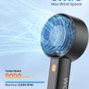 Warmco Portable Handheld Turbo Fan 5000mAh Rechargeable Personal Mini fan | Up to 13H Runtime, 9m/s Airflow, 9000RPM Motor, 4 Speeds,Removable Rear Cover, LED Display