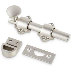 Mega Handles Dutch Door Bolt - 4 Inch Heavy Duty Slide Bolt Latch, Easy to Install Slide Latch for Dutch Doors, Suitable Slide Bolt for Toy Boxes, Cabinets, Pantry Doors and More - Satin Nickel (1 Pack)