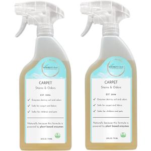 naturally it's clean Carpet Stains & Odors Cleaner; Plant Based Enzyme Safely Cleans Pet/Food Stains, Grease & Ink from Carpets, Rugs, Upholstery & Drapery, 24oz Spray Bottle x 2 Pack
