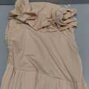 JustVH Women's Maternity Off Shoulder Baby Shower Dress Party Paneled Ruched Hem Maxi Photography Gown for Photoshoot (Biege, Medium)