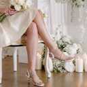 IDIFU IN2 Sparkly Rhinestone Kitten Heels Dressy Strappy Low Open Toe Slingback Heel Dress Shoes for Women Heeled Sandals Wedding Bridal Bridesmaid Prom Homecoming Evening Shoes Small Short Heels (White Rhinestone, 11)