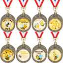 Riceshoot 24 Pcs Spelling Bee Award Medals with Neck Ribbon 2 Inch Spelling Bee Honeycomb Medal Trophy Medal Awards Prizes Winner Medals for School Students Teaching Competitions