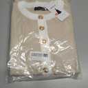 ZESICA Women's Fall Long Sleeve Bodycon Sweater Dress Crewneck Button Knit Color Block Party Mini Dresses (Beige, S)