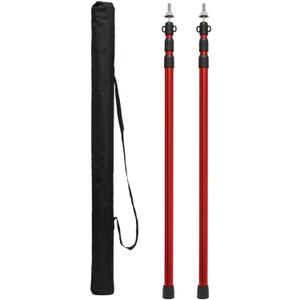 Tarp Poles Heavy Duty Adjustable, Aluminum 230cm/7.5ft Tent Poles with Protection Cap, Telescoping Tent Poles (2 PCS)(Red)