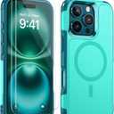 Lanhiem Magnetic for iPhone 16 Pro Case, [2 Pack Tempered Glass Screen Protector][Compatible with MagSafe][Military Grade Shockproof] Heavy Duty Tough Rugged Cover for iPhone 16 Pro (6.3") - Teal