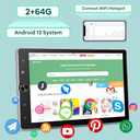 [2G+64G] Android 13 Single Din Vertical Car Stereo Rotatable 10.4 inch Touch Screen Radio with Carplay/Android Auto/EQ Audio/Bluetooth 4.2/SWC/GPS Navigation/FM RDS Radio +Backup Camera