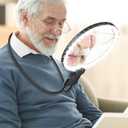Hands Free Magnifying Glass with Light for Reading, 10X Neck Magnifying Glass with Light for Close Work with Real Glass Lens, Flexible Gooseneck Large Magnifier for Low Vision Elderly, Seniors