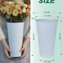 vensovo 12 Inch Galvanized Metal Vases for Flowers - 6 Pcs Farmhouse Decorative Tall Flower Bucket with Handles, Rustic French Tin Planter Buckets for Wedding Decor (Pure White)