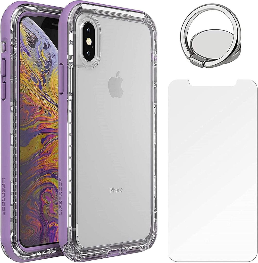 LifeProof Next Series Case for iPhone Xs & iPhone X (not Xr or XS Max) with Tempered Glass Screen Protector, Includes Phone Ring Finger Holder - Bundle - Ultra