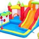 Kids Bounce House with Ball Pit & 7 Play Zones, Inflatable Toddler Bouncer for Indoor and Outdoor Use, Features Slide, Basketball Hoops, Blower, Easy Setup for Ages 2-6 (Toddler Bounce House), 91.7 inches x 122 inches x 66.9 inches