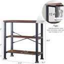 HOMBAZAAR 3 Tier Bookshelf,Rustic Brown Industrial Book Shelf,Engineered Wood and Metal Small Bookcases,Low Shelf Bookcase for Living Room,Office,Bedroom and Kitchen