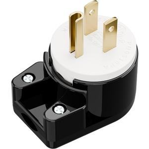 Right Angle Nema 5-15P 15A 125V AC Plug, ETL Easy Assembly 90 Degree USA Canada Male DIY Rewirable 8 Directions Adjustable AC Connector
