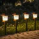 6Pack Solar Pathway Lights Outdoor Waterproof IP65, Solar Lights Outdoor with Hook, Upgraded 1000mAH Battery, Up to 12Hrs, Auto On/Off, Garden Decor for Yard, Driveway, Walkway (LED)