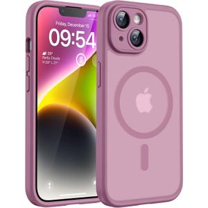 TOCOL Magnetic for iPhone 14 Case, Upgraded Full Camera Protection, Compatible with Magsafe, 15FT Drop Protection, Translucent Matte Back Phone Cover 6.1 inch (Lilac Purple)