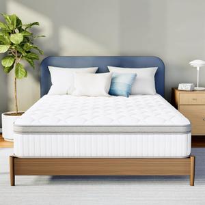 Neo Sleep Queen Size Mattress, 10 Inch Hybrid Comfort & Supportive Mattress in a Box, Cooling Gel Memory Foam and Pocket Springs with Pressure Relief, CertiPUR-US Certified, Medium Feel (White)