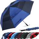 G4Free 62inch Portable Golf Umbrella Automatic Open Large Oversize Vented Double Canopy Windproof Waterproof Sport Umbrellas(Blue/Navy)