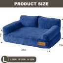 FAMIDGE Plush Cat Couch Bed - Cat Bed for Indoor Cats, Dog Sofa Bed, Short Rabbit Fleece Calming Pet Couch with Removable Cover, Anti-Shedding Pet Sofa for Small/Medium Pets (261812in, Navy Blue)